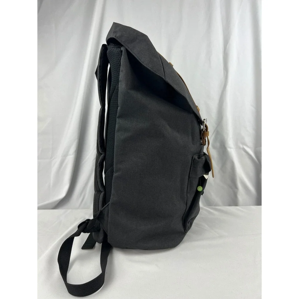 iD Tech Backpack Adult OS Laptop Bag Gray Faux Leather Buckle Straps Good